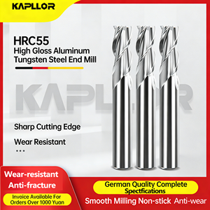 Fresa de extremo de aleación de acero de tungsteno de aluminio, vástago recto extendido de alto brillo de tres cuchillas de 55 grados ODM para control numérico CNC - Product Image 3