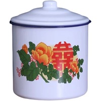Mug à thé émaillé de style américain 1200 ml avec couvercle et poignée métallique, sans danger pour les aliments, pour la maison et le bureau, créatif, écologique, accessoires variés