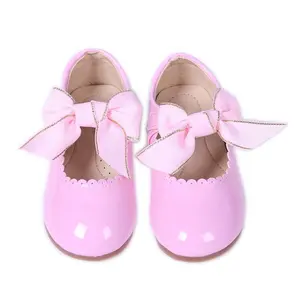 Pettigirl 도매 핑크 아기 신발 가죽 아기 신발 부티크 신발 GS909-01PK