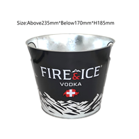 Seau à glace en métal galvanisé blanc avec logo personnalisé et deux poignées, pour refroidir la bière et le vin, idéal pour la promotion des bars et clubs