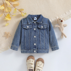 Chaqueta <span class=keywords><strong>de</strong></span> Mezclilla para Bebés y Niños Pequeños, con Botones en la Parte Delantera, Bolsillo en el Pecho, Letra Boucle, Chaqueta para Niños - Product Image 4