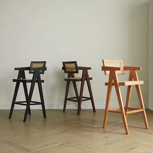 Chaise de bar en rotin indonésien en chêne massif, support en <span class=keywords><strong>teck</strong></span> ciré blanc, personnalisation possible BC-023 - Product Image 2