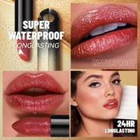 Sampel gratis lipstik Matte Glitter tahan lama tahan air kustom lipstik organik non-lengket berpigmen tinggi Makeup OEM