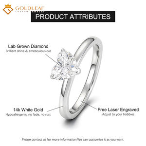 Bague de fiançailles personnalisée délicate en or blanc 14 carats plaqué or, diamant de laboratoire certifié IGI, taille cœur, couleur D, 1 carat, tendance - Product Image 5