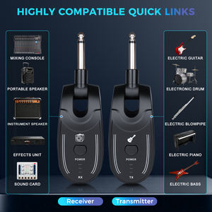 Sistema de Guitarra Inalámbrico UHF G55, Transmisor y Receptor de 50M <span class=keywords><strong>para</strong></span> Guitarra Eléctrica, <span class=keywords><strong>Bajo</strong></span>, Instrumento Musical, Transceptor Recargable por USB - Product Image 4