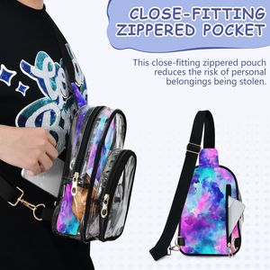 Sac à bandoulière transparent en PVC personnalisé pour femmes, sac à bandoulière imperméable pour filles, sac à bandoulière coloré à l'aquarelle - Product Image 6