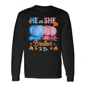 Camiseta de manga larga con diseño de calabaza de Halloween para revelar el género, si es niño o niña, hermano por nacer - Product Image 2