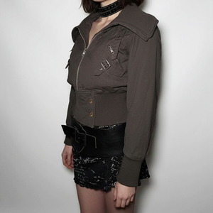 Chaqueta Tejida con Cuello Alto y Cierre de Cremallera con Hebilla Metálica para Mujer, Estilo Casual Urbano, Prenda Exterior de Moda Y2K, Top Versátil - Product Image 4