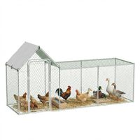 Poulailler rectangulaire en métal GarveeLife avec enclos, couverture imperméable anti-UV, accès facile pour les animaux, pour 6/10 poulets (9,8x3,3x5 pieds)
