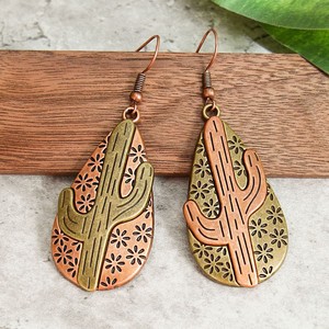 Pendientes Colgantes con Diseño de Cactus, Chapados en Cobre Antiguo, Estilo Bohemio, Joyería de Moda para Mujer, Pendientes de Aleación 2024 - Product Image 1