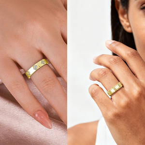 Anillo de Moissanita Unisex de Diseño Minimalista y Atemporal, Chapado en Oro de 14K Genuino, Venta al Por Mayor - Product Image 2