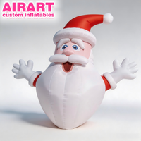 Père Noël gonflable en forme d'œuf, modèle gonflable de Père Noël à barbe blanche, corps rond, style dessin animé, pour les fêtes de Noël, Père Noël joyeux
