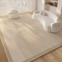 Tapis de luxe simple style INS 8x10, tapis de salle à manger, tapis doux antidérapant beige, tapis de sol décoratif d'intérieur, tapis personnalisé pour salon