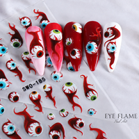 1 autocollant 3D Halloween en relief pour ongles, motifs auto-adhésifs en PET (fantôme, toile d'araignée, œil maléfique) pour femmes, salon, fête, vente en gros