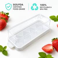 Boîtes à gâteaux longues jetables en plastique PET transparent à 5 compartiments avec couvercle transparent, taille et logo personnalisés pour l'emballage alimentaire