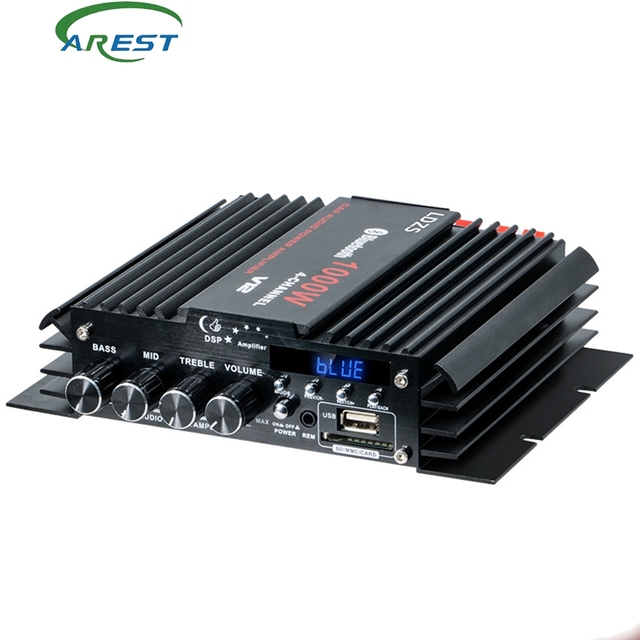 The New Source Factory Car Power Amplifier with Bt Usb Card, 4.0-channel Power Amplifier, Professional Home Car 12V