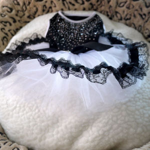 Robe de princesse élégante pour chien avec bordure en dentelle, jupe en tulle entièrement ornée de strass pour événements festifs de petits chiens - Product Image 6