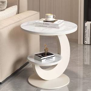 Mesa Auxiliar Redonda de Madera con Estante de Almacenamiento para Sala de Estar, Dormitorio y Uso Doméstico - Product Image 2