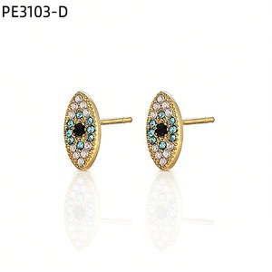 เอมี่ เอมี่ต่างหูเงินชุบคริสตัลไรน์สโตนรูปวงรีสำหรับผู้หญิงเครื่องประดับแฟชั่นงานปาร์ตี้ PE3103 - Product Image 4