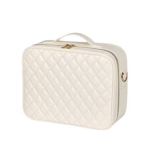 Bolsa de maquillaje OBOX de 12 pulgadas con luz y espejo, capacidad media, elegante estuche de viaje con patrón de diamantes a cuadros. - Product Image 2