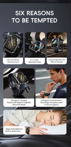 Jam tangan pintar TWS6 2 in 1, dengan Earphone 1.85 inci layar sentuh penuh warna, panggilan besar beberapa fungsi pengisian daya magnetik - Product Image 5