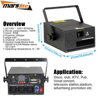 Système d'éclairage laser Marslite 10w RGB LED Sky 40kpps ILDA, équipement de spectacle laser, projecteur d'animation de scène
