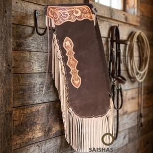Premium Genuine Leather Men's Western <b>Chaps</b> Durable & Comfortable Adjustable Fit Handmade Horseback <b>Riding</b> Rodeo - Product Image 3