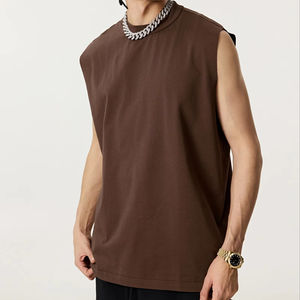 Chaleco Personalizado con Logotipo de Alta Calidad para Hombre, Tejido Grueso, Bordado, Estilo Hip Hop, Informal, Deportivo, Transpirable, de Algodón Vintage - Product Image 1