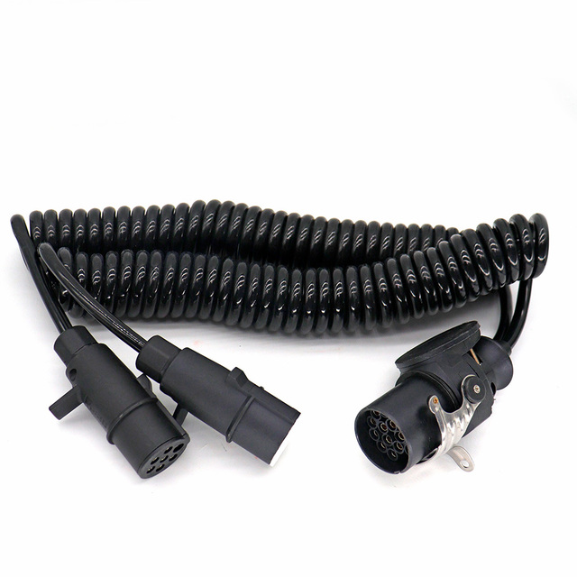 Trailer Coil Cable ISO 12098 ADR 15 Pin Trailer Connector to 2x 7 Pin ISO3731 ISO1185 Trailer Suzi Spiral Adapter Cable