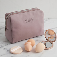 Sac à Makeup Eco Coloré Voyage Grand Jacquard Terry Rose Mignon Logo - Grande Capacité Zip