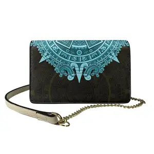 Fashion Side Bag for Girl Shoulder Chain Crossbody Bag Mini Aztec Warrior Mexican 3D All Over Printed Pu Leather for Women Simba