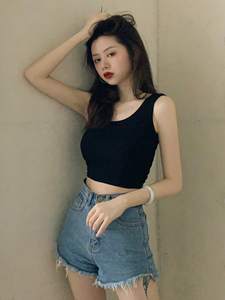 Summer Korean Design Chic Temperament <span class=keywords><strong>Top</strong></span> Self Cultivation Black Sexy Short Vest Suspender Bottom Women's <span class=keywords><strong>Crop</strong></span> Tops - Product Image 2