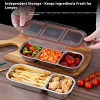 Boîte à lunch de luxe en acier inoxydable 304, durable, de haute qualité, anti-odeurs, 3 compartiments, micro-ondable, hermétique, pour le stockage des aliments