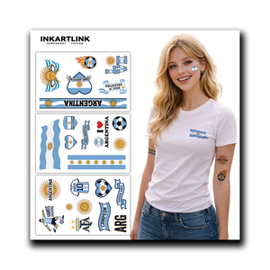 Tatouages de football <span class=keywords><strong>Coupe</strong></span> <span class=keywords><strong>du</strong></span> <span class=keywords><strong>Monde</strong></span> 2026 Argentine pour les fans – Autocollants faciaux pour le jour <span class=keywords><strong>du</strong></span> match, imperméables, art corporel temporaire pour enfants et adultes, fournitures de fête - Product Image 2
