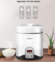 Wok et cuiseur à riz électrique en acier inoxydable 12V/24V 1,2L - Appareil de cuisson portable avec minuterie et fonction maintien au chaud pour SUV/camion/camping-car, idéal pour les voyages et le camping