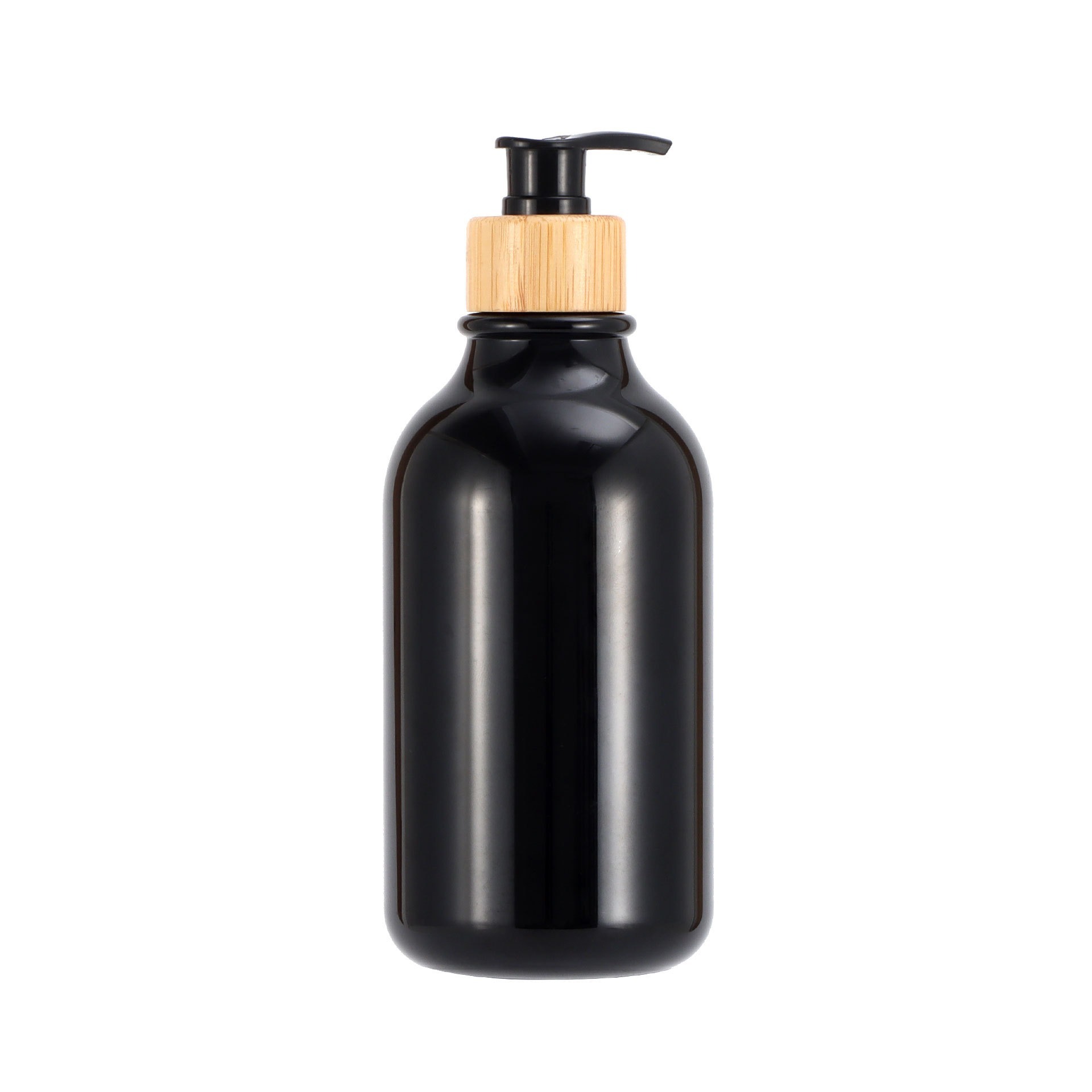 Bouteille noire brillante + pompe en bambou noir