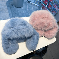 Topi Ushanka Bulu Mink Palsu Mewah untuk Wanita, Topi Trapper Hangat dan Lembut untuk Musim Dingin dengan Penutup Telinga Berbulu