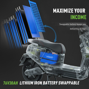 Moto électrique de livraison avec batterie interchangeable 76V30Ah, autonomie de 80 km, vitesse de 70 km/h, cyclomoteur électrique pour la livraison de nourriture avec freins CBS - Product Image 2
