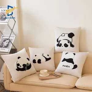 Innermor Embroidered Cute Cartoon Panda Cushion Cover Home Decor Throw Pillow Case For Kid's Room