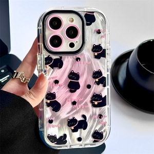 Ph538 cùn lông vải sóng <span class=keywords><strong>Dot</strong></span> mèo thích hợp cho iPhone 16 Pro cho iPhone 15 cộng với trường hợp điện thoại 11 dễ thương 12 PRO thích hợp 13 - Product Image 5