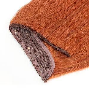 Extensions per capelli umani Remy 100% europei all'ingrosso, con clip, a pezzo singolo, a doppia trama, effetto halo color rame - Product Image 1