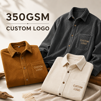 Kemeja Corduroy 360Gsm Berkualitas Tinggi Pria Pakaian Kerja Tangguh Tahan Lama Lengan Panjang Multi Saku Utilitas Perlengkapan Profesional Pria