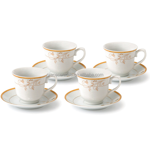 Ensemble de 6 tasses à café expresso en porcelaine dorée, 180ml, style Royal, vaisselle Fine, pour le thé, et soucoupes, avec cuillère - Product Image 6