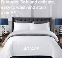 Ensemble de literie de luxe pour hôtel 5 étoiles, taille personnalisée, blanc, 100% coton, housse de couette, drap plat, tissage moderne uni, 200TC, 4 pièces