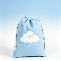 Sacs de courses réutilisables pliables en toile résistante avec cordon de serrage, motif dessin animé écologique, logo personnalisé