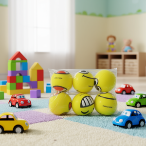 MNJ Sponge Balls 9Cm Yellow Smiley Face 6Pcs Pack Toy Ball - Product Image 2