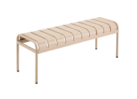 Ensemble table et bancs d'extérieur modernes en métal, revêtement poudré, rectangulaire, pour projets commerciaux de jardins et cafés