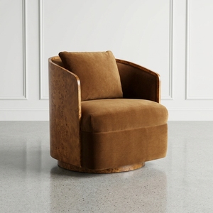 Fauteuil pivotant rembourré de luxe moderne de haute qualité, fauteuil d'appoint en bois massif pour salon, vente en gros - Product Image 5