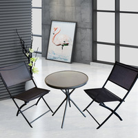 Fabricant vente en gros miroir noir non pliable multifonctionnel table en verre de loisirs en plein air