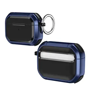 Per AirPods Pro 2 custodia con portachiavi con moschettone ad anello, TPU + PC 2 in 1 custodia protettiva antiurto per AirPods Pro 2a generazione